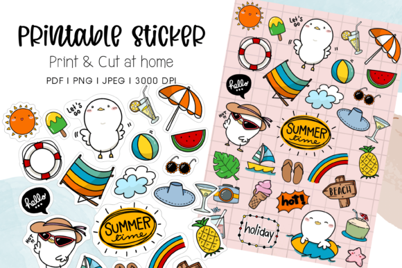 Download Cute Ducking Summer Printable Sticker - Printable Collection