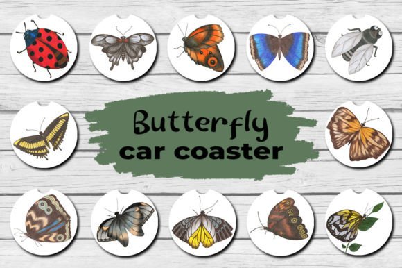 Download Butterfly Car Coaster Sublimation Design - Car coaster sublimation Collection