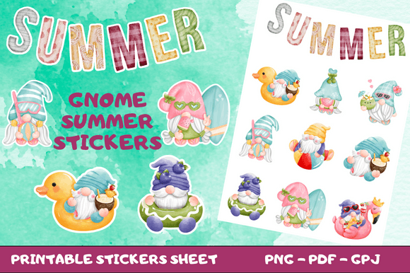 Download Gnome Summer Printable Stickers 2 - Printable Collection
