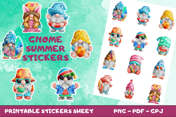 Download Gnome Summer Printable Stickers - Printable Collection