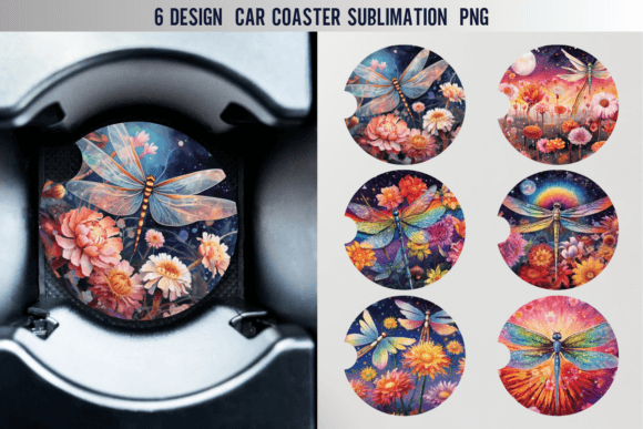 Download Dragonfly Car Coaster Sublimation Design - Car coaster sublimation Collection