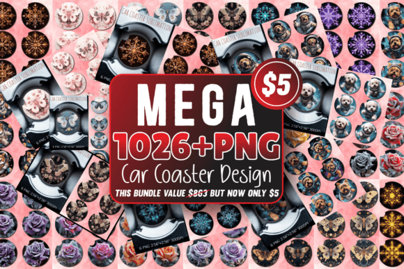 Download Mega Car Coaster Sublimation Design Bundle - Car coaster sublimation Collection